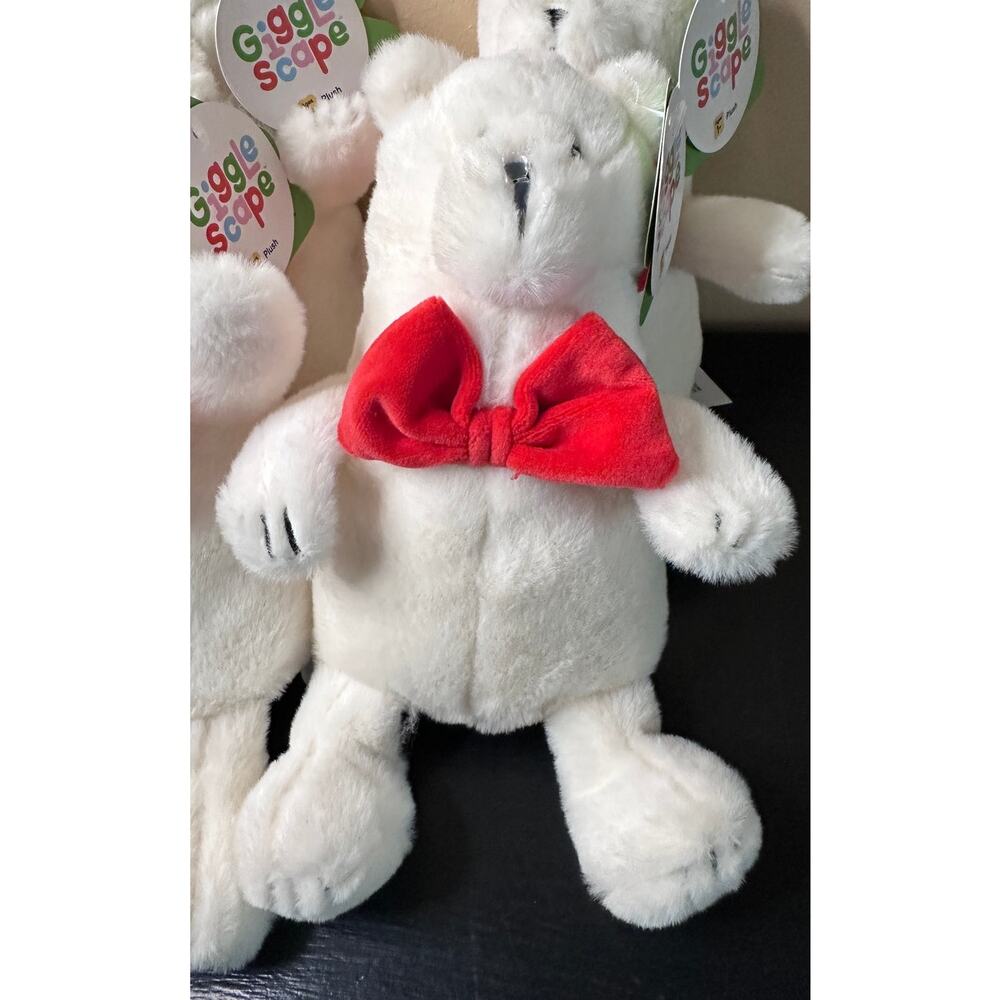 Gigglescape Polar Bear Plush 7” Holiday Stuffed Animal Set of 4 NEW - Picture 4 of 12